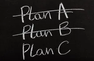 blackboard with plans A, B, C