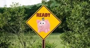 ready sign with piggybank